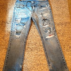 Custom Vintage Hand Distressed True Religion Jeans 36